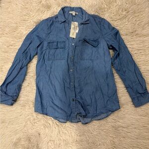 Women's Blue Button Down Denim Shirt